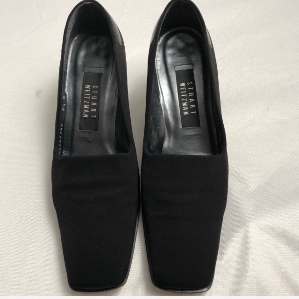 Stuart Weitzman Black Stretch Square Toe Pumps 8.5 - image 1
